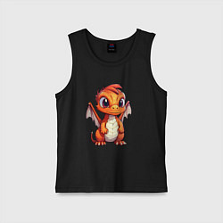 Майка детская хлопок Милый маленький новогодний дракон 2024, цвет: черный