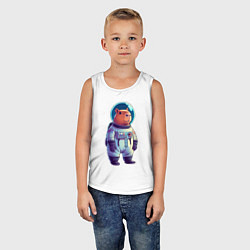 Майка детская хлопок Капибара бравый космонавт, цвет: белый — фото 2