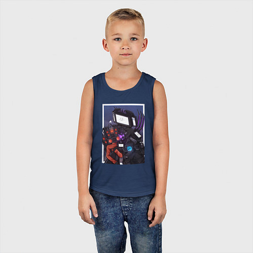 Детская майка ТВ Мен со Спикерменом и Камераменом / Тёмно-синий – фото 5