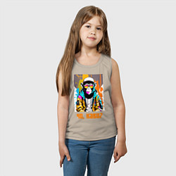 Майка детская хлопок Чо каво - обезьяна граффитист в солнечных очках, цвет: миндальный — фото 2