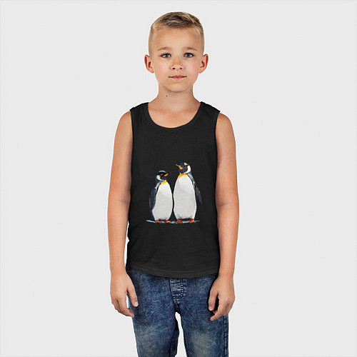 Детская майка Друзья-пингвины / Черный – фото 5