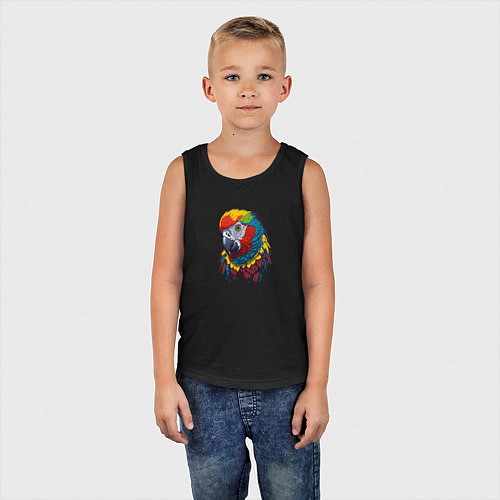 Детская майка Красочный попугай в ярких перьях / Черный – фото 5