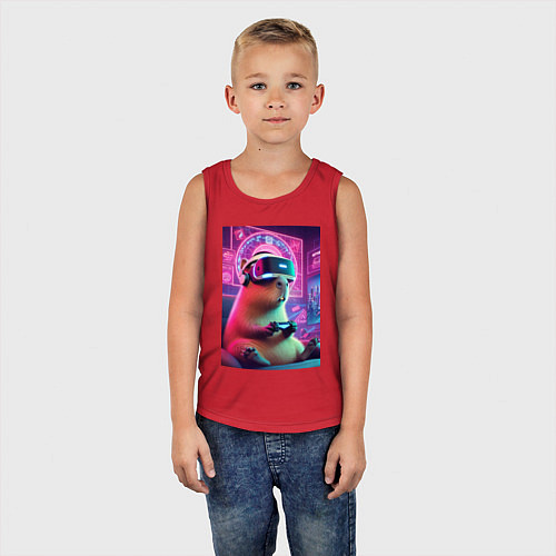 Детская майка Каппи в виртуальном шлеме / Красный – фото 5