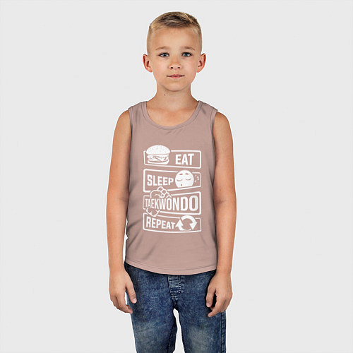 Детская майка Еда сон тхэквондо / Пыльно-розовый – фото 5