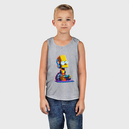 Детская майка Bart is an avid gamer / Меланж – фото 5