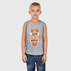 Майка детская хлопок Eat sleep basketball, цвет: меланж — фото 2