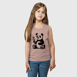 Майка детская хлопок Сидящая панда с бамбуком в лапе, цвет: пыльно-розовый — фото 2