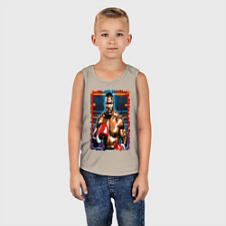 Майка детская хлопок Майк Тайсон на ринге, цвет: миндальный — фото 2