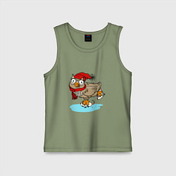 Майка детская хлопок Сова на катке, цвет: авокадо