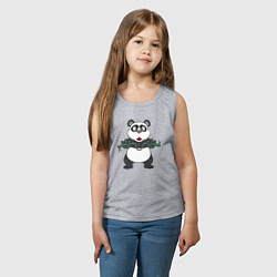 Майка детская хлопок Панда с нунчаками, цвет: меланж — фото 2