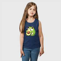 Майка детская хлопок Лягушка обнимает авокадо, цвет: тёмно-синий — фото 2