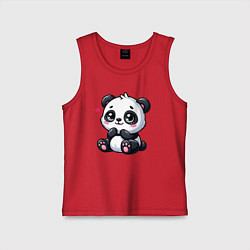Майка детская хлопок Забавная маленькая панда, цвет: красный
