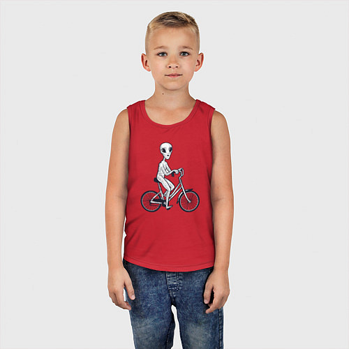 Детская майка Пришелец на велике / Красный – фото 5