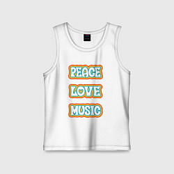 Майка детская хлопок Мир любовь музыка, цвет: белый