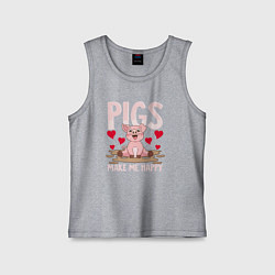 Майка детская хлопок Свиньи делают меня счастливым, цвет: меланж
