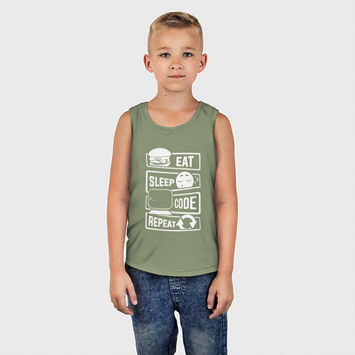 Детская майка Eat sleep code repeat арт / Авокадо – фото 5