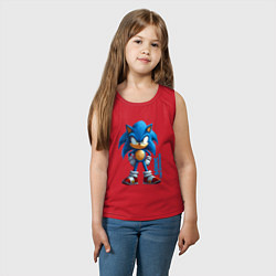 Майка детская хлопок Sonic - poster style, цвет: красный — фото 2