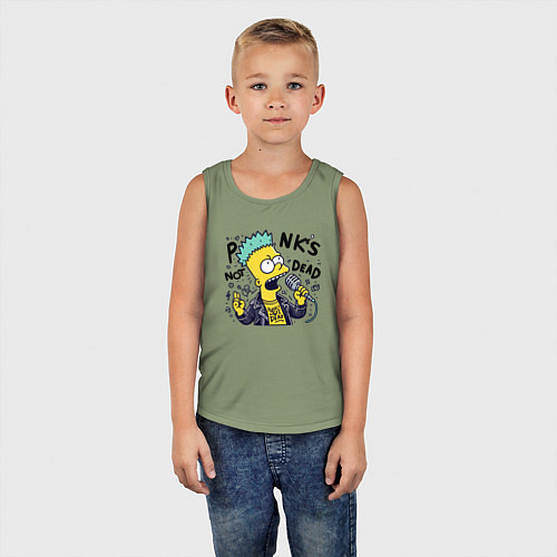 Детская майка Bart Simpson - punks not dead / Авокадо – фото 5