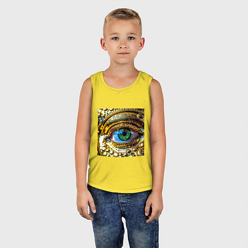 Детская майка Золотой глаз металлический в стиле стимпанк зелено / Желтый – фото 5