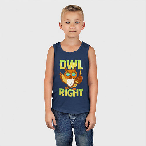 Детская майка Owl right - каламбур отлично / Тёмно-синий – фото 5