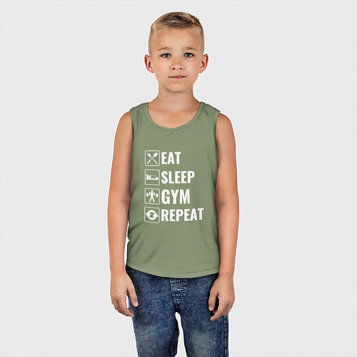 Детская майка Eat sleep gym repeat / Авокадо – фото 5