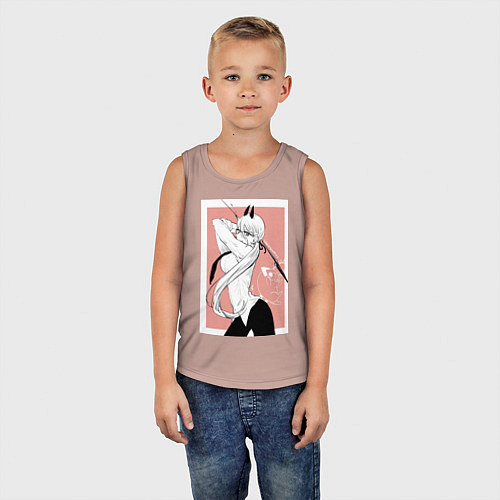 Детская майка Человек бензопила Пауэр в офисном костюме / Пыльно-розовый – фото 5