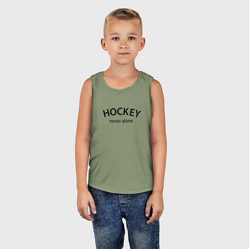 Детская майка Hockey never alone - motto / Авокадо – фото 5