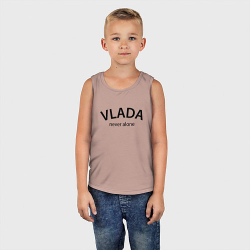 Детская майка Vlada never alone - motto / Пыльно-розовый – фото 5