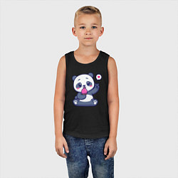 Майка детская хлопок Ice cream panda, цвет: черный — фото 2