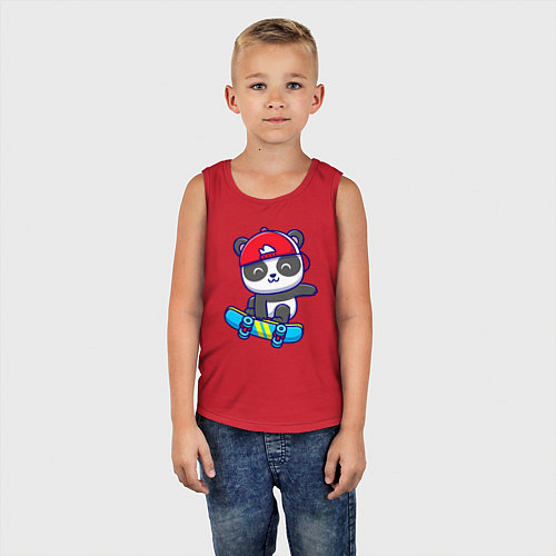 Детская майка Panda skater / Красный – фото 5