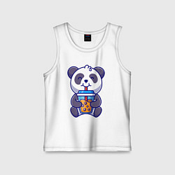 Майка детская хлопок Drinking panda, цвет: белый