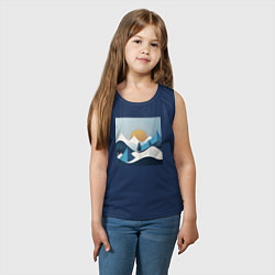 Майка детская хлопок Горный пейзаж - абстракция с горами, цвет: тёмно-синий — фото 2