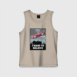 Майка детская хлопок Хотелось бы верить в ховерборд, цвет: миндальный