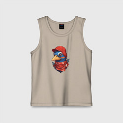 Майка детская хлопок Голубь в бандане в стиле хип хоп, цвет: миндальный