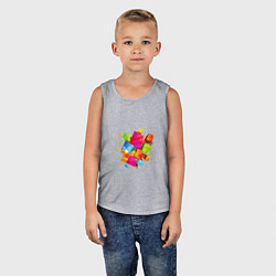 Майка детская хлопок Цветные квадраты, цвет: меланж — фото 2