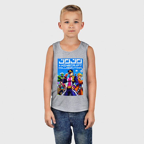 Детская майка Jojo and Minecraft - collaboration ai art / Меланж – фото 5