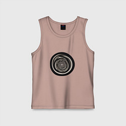 Майка детская хлопок Черно белые кольца, цвет: пыльно-розовый