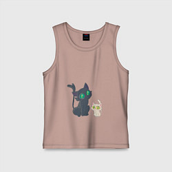 Майка детская хлопок Судзумэ закрывающая двери Дайдзин кот, цвет: пыльно-розовый