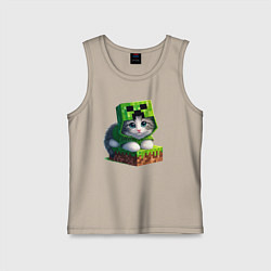 Майка детская хлопок Kitten creeper collaboration - ai art, цвет: миндальный