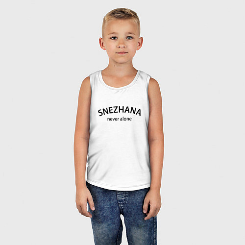 Детская майка Snezhana never alone - motto / Белый – фото 5