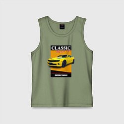 Майка детская хлопок Спорткар Chevrolet Camaro, цвет: авокадо