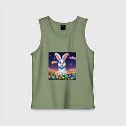 Майка детская хлопок Кролик под звёздами, цвет: авокадо