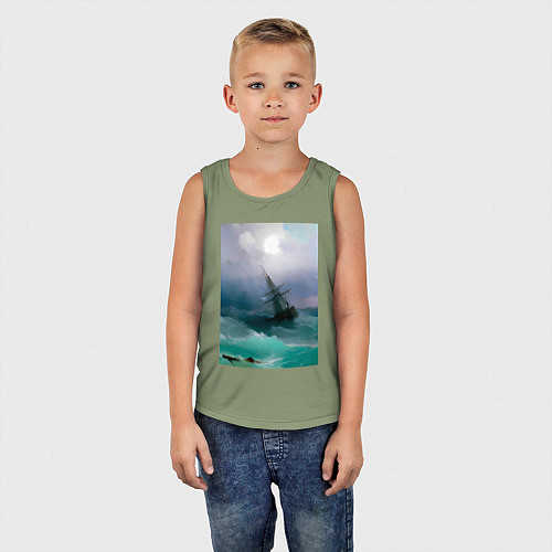 Детская майка Корабль среди бурного моря / Авокадо – фото 5