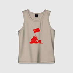 Майка детская хлопок Возведение знамени победы, цвет: миндальный