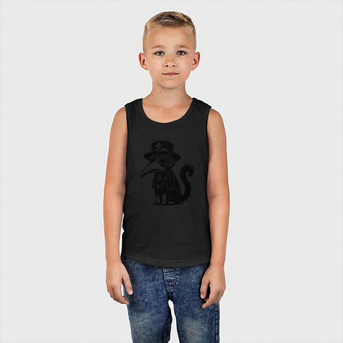 Детская майка Кот в маске чумного доктора / Черный – фото 5