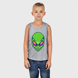 Майка детская хлопок Голова зелёного пришельца, цвет: меланж — фото 2