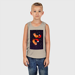 Майка детская хлопок Лисы в невесомости, цвет: миндальный — фото 2