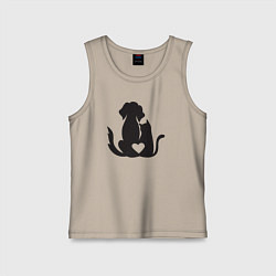 Майка детская хлопок Dog and cat love, цвет: миндальный