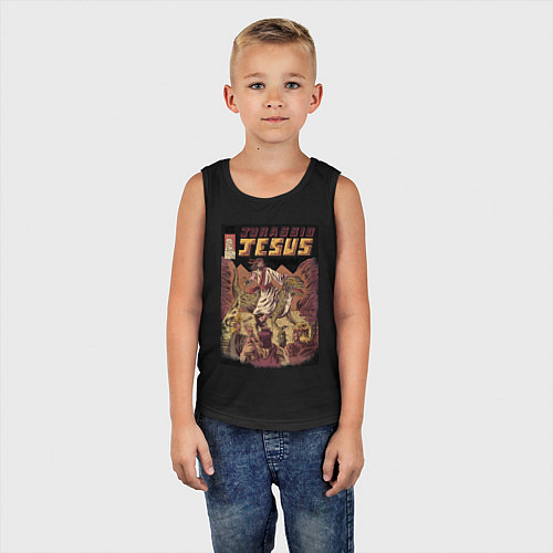Детская майка Доисторический Иисус / Черный – фото 5