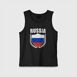 Майка детская хлопок Russian flag, цвет: черный